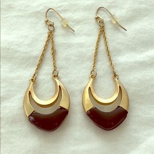 Black and Gold Swoop Chain Earrings